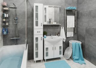 Шкаф-зеркало с подсветкой Onika Кристалл 206705 левый 67см белый